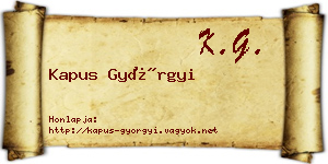 Kapus Györgyi névjegykártya
