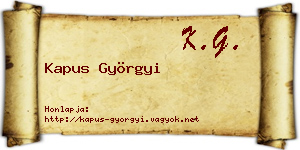 Kapus Györgyi névjegykártya